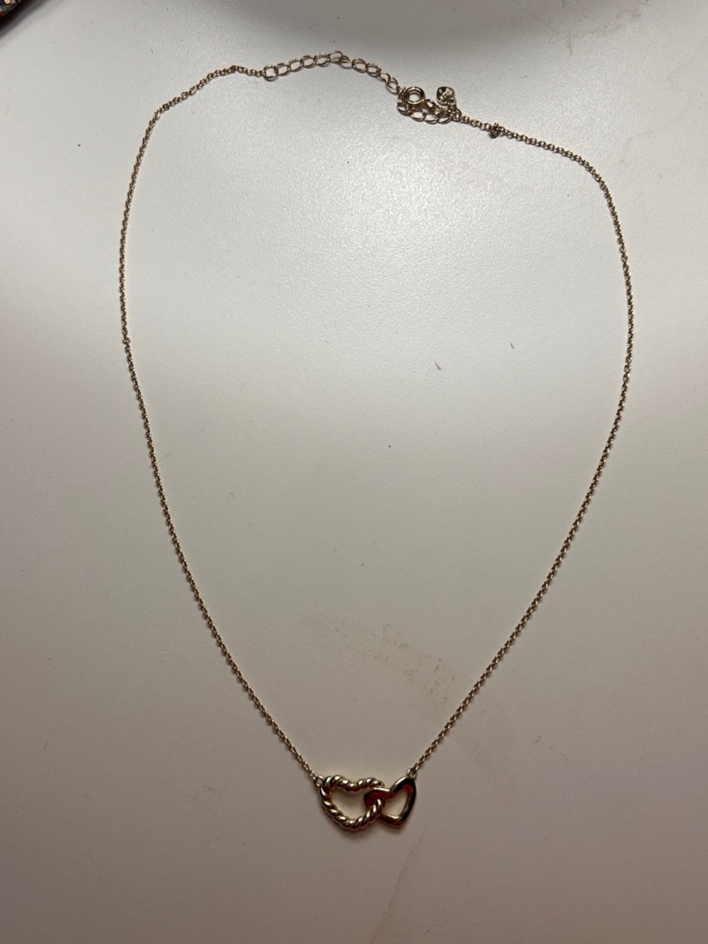 Double Heart Pendant Necklace in Gold